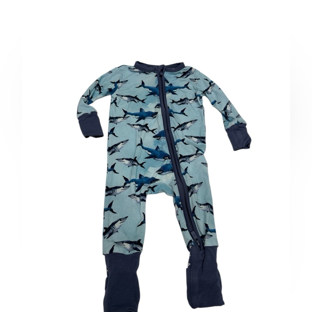 Posh Peanut Baby One Piece Blue Sharks Print Size 3-6‎ Month